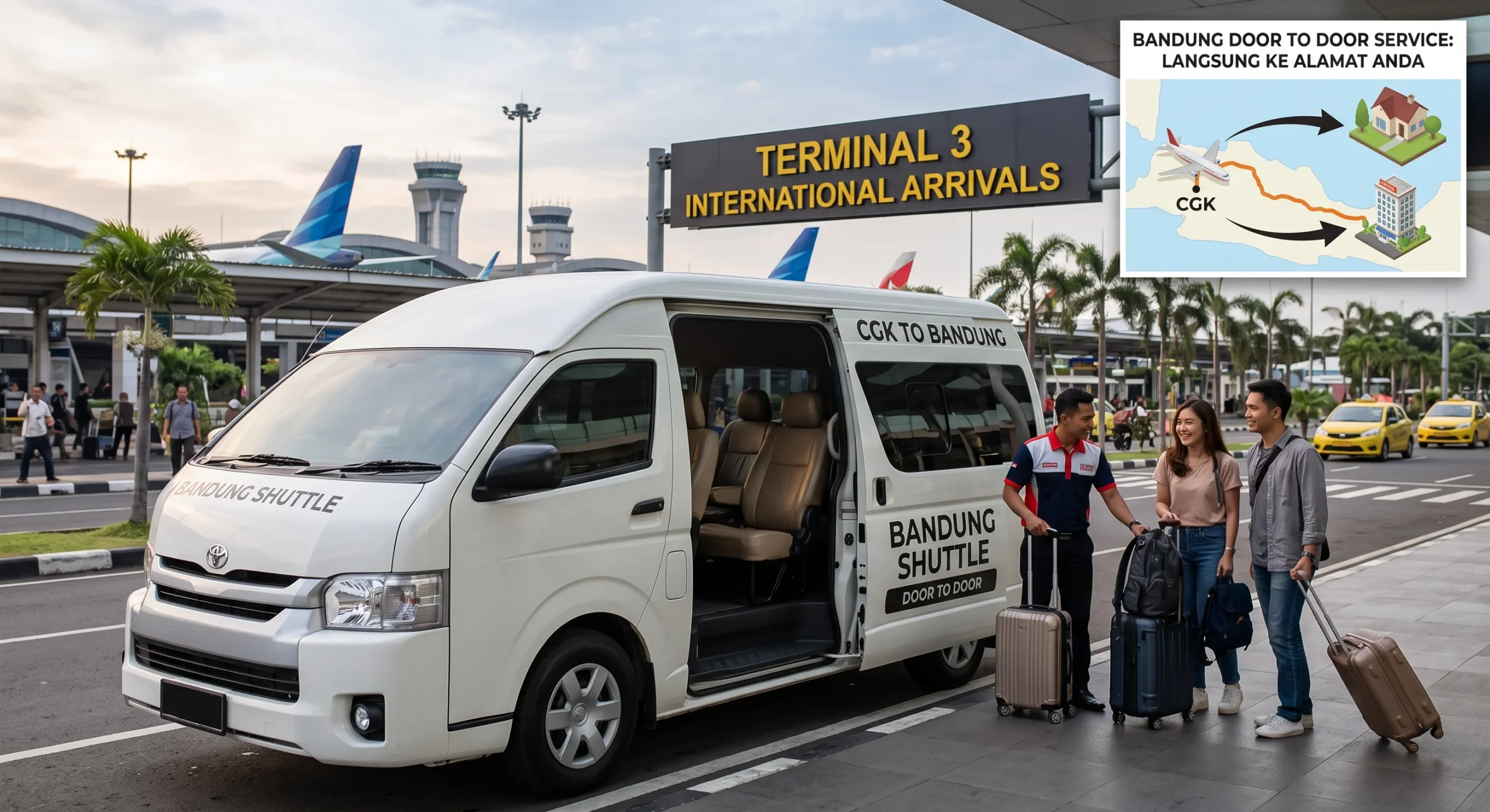 Armada travel bandara soekarno hatta ke bandung door to door siap menunggu di terminal bandara