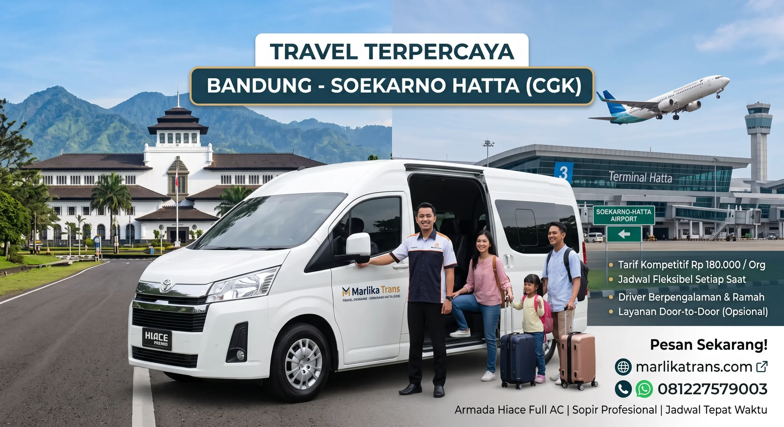 Layanan travel Bandung Bandara Soekarno Hatta menjemput di alamat rumah