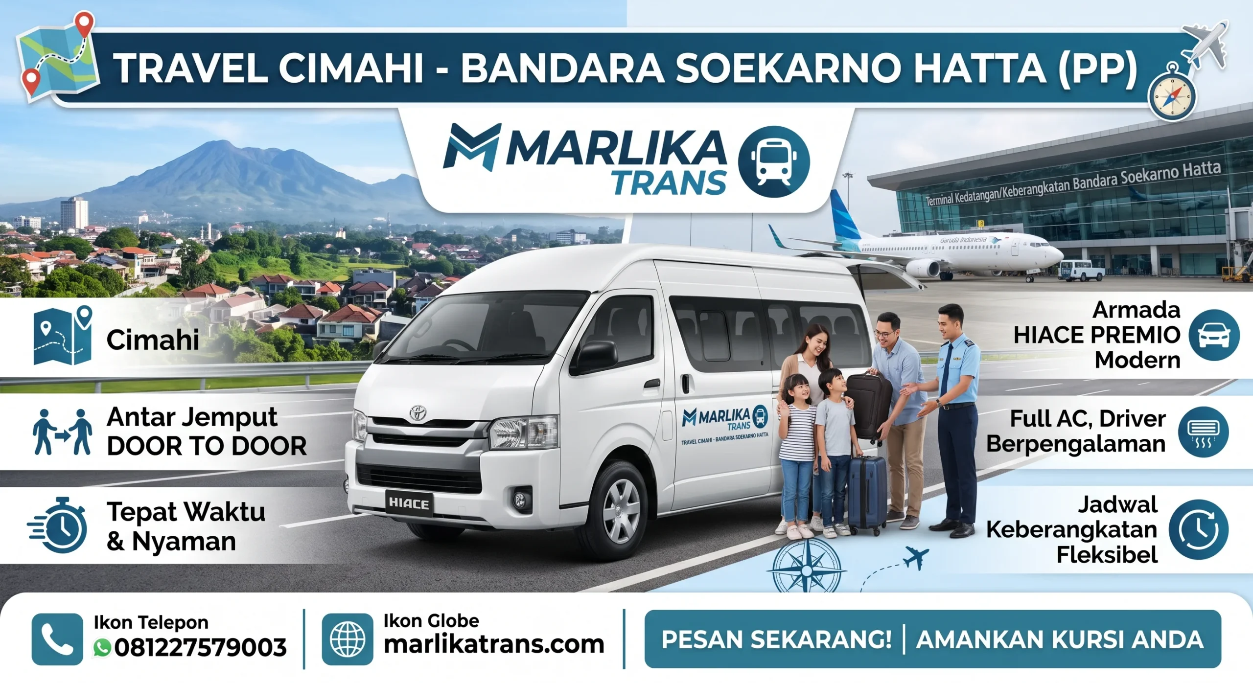 Mobil travel menjemput penumpang di area cimahi menuju bandara soekarno hatta